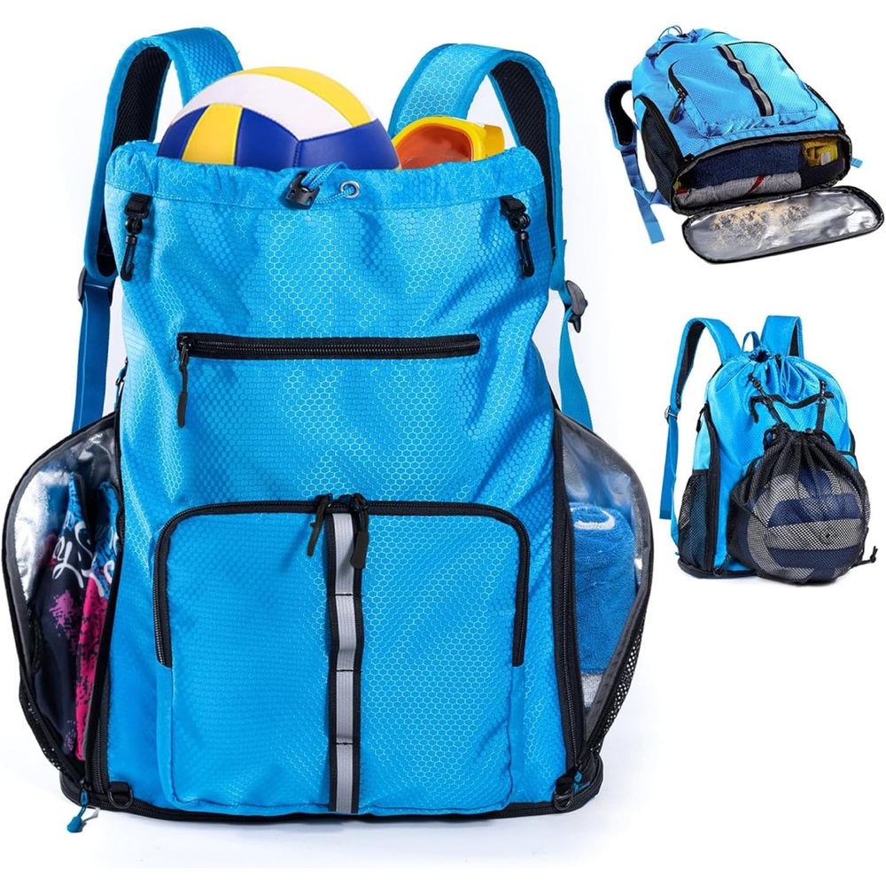 NWT GEMIU Beach Bag Large Gym Backpack with Mesh Shoe Drawstring Bag